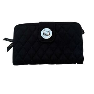 Vera Bradley Black Quilted Wallet with Silver Accents